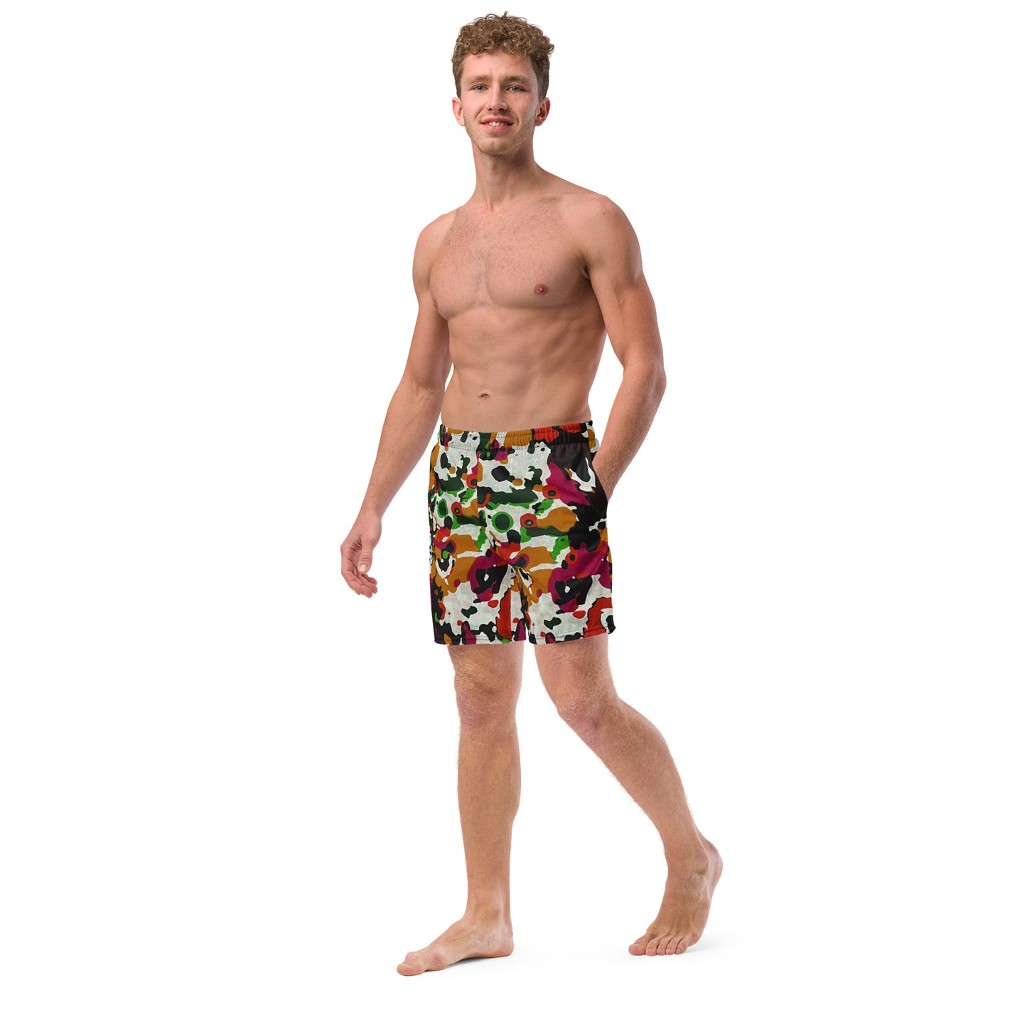 Multicolour Paint Ankara Recycled Swim Trunks