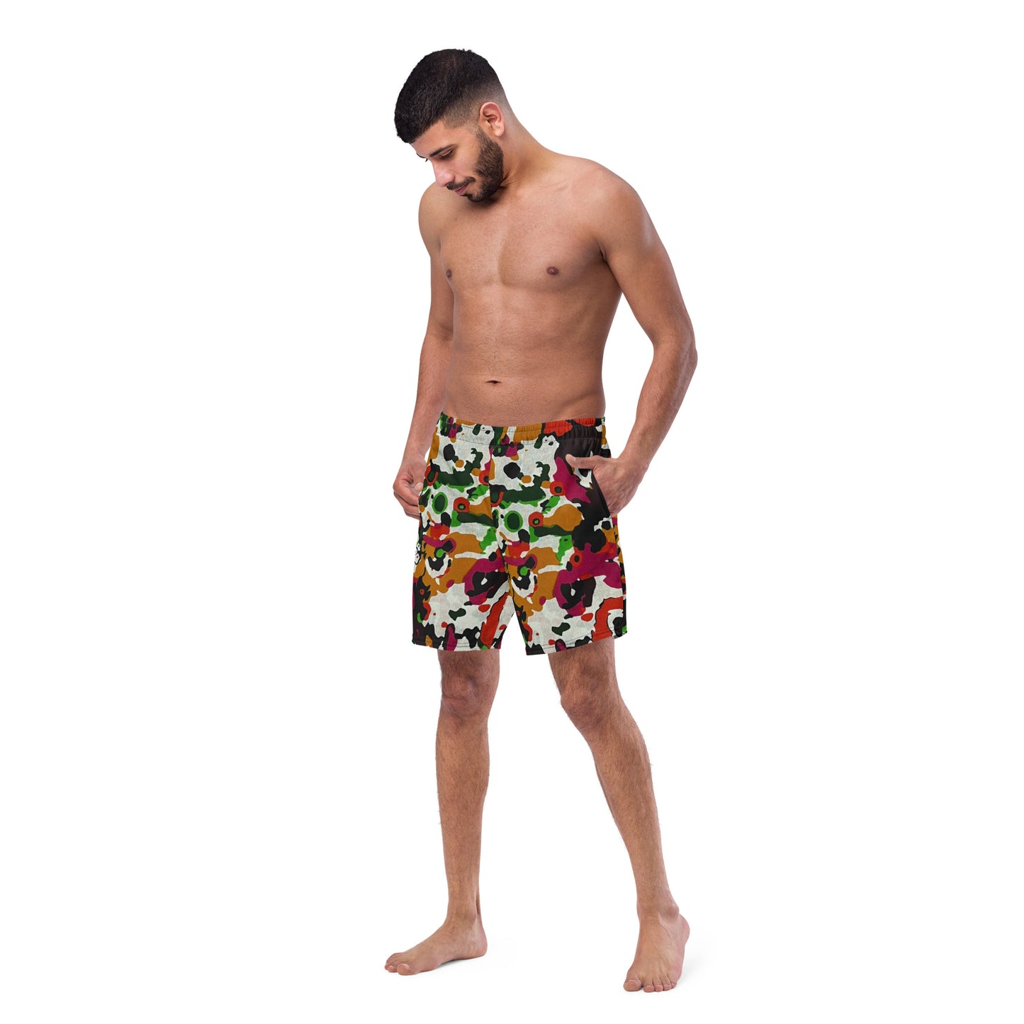 Multicolour Paint Ankara Recycled Swim Trunks