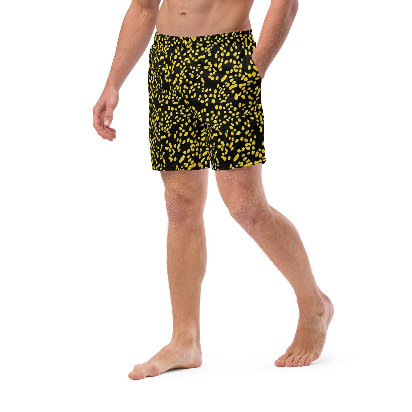 Yellow Dots Adire Men's Swim Trunks