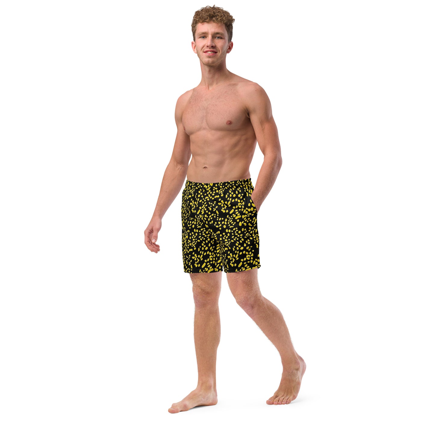 Yellow Dots Adire Men's Swim Trunks