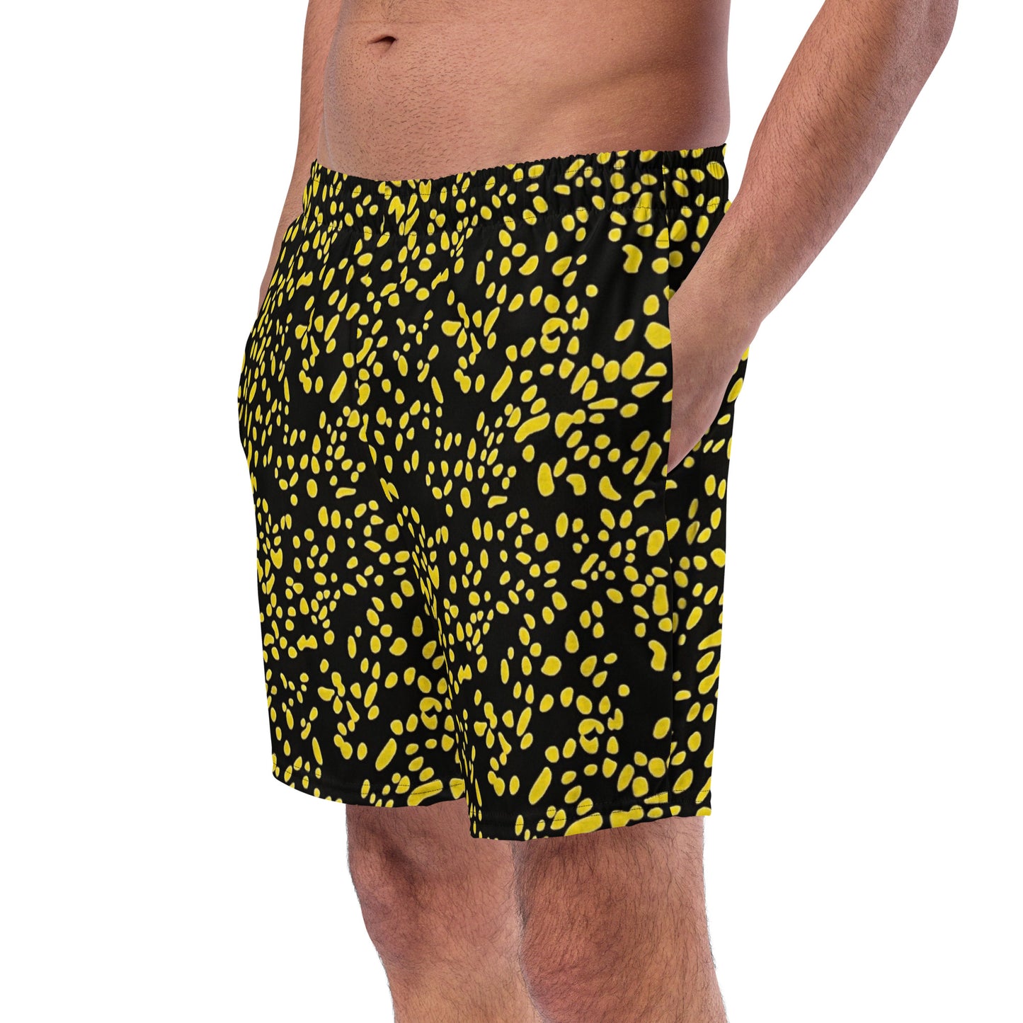 Yellow Dots Adire Men's Swim Trunks