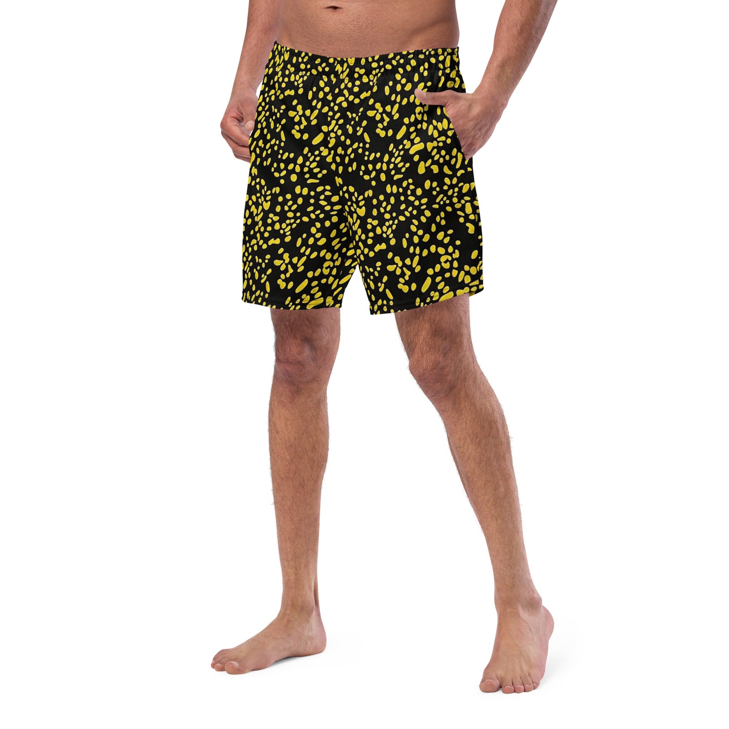 Yellow Dots Adire Men's Swim Trunks