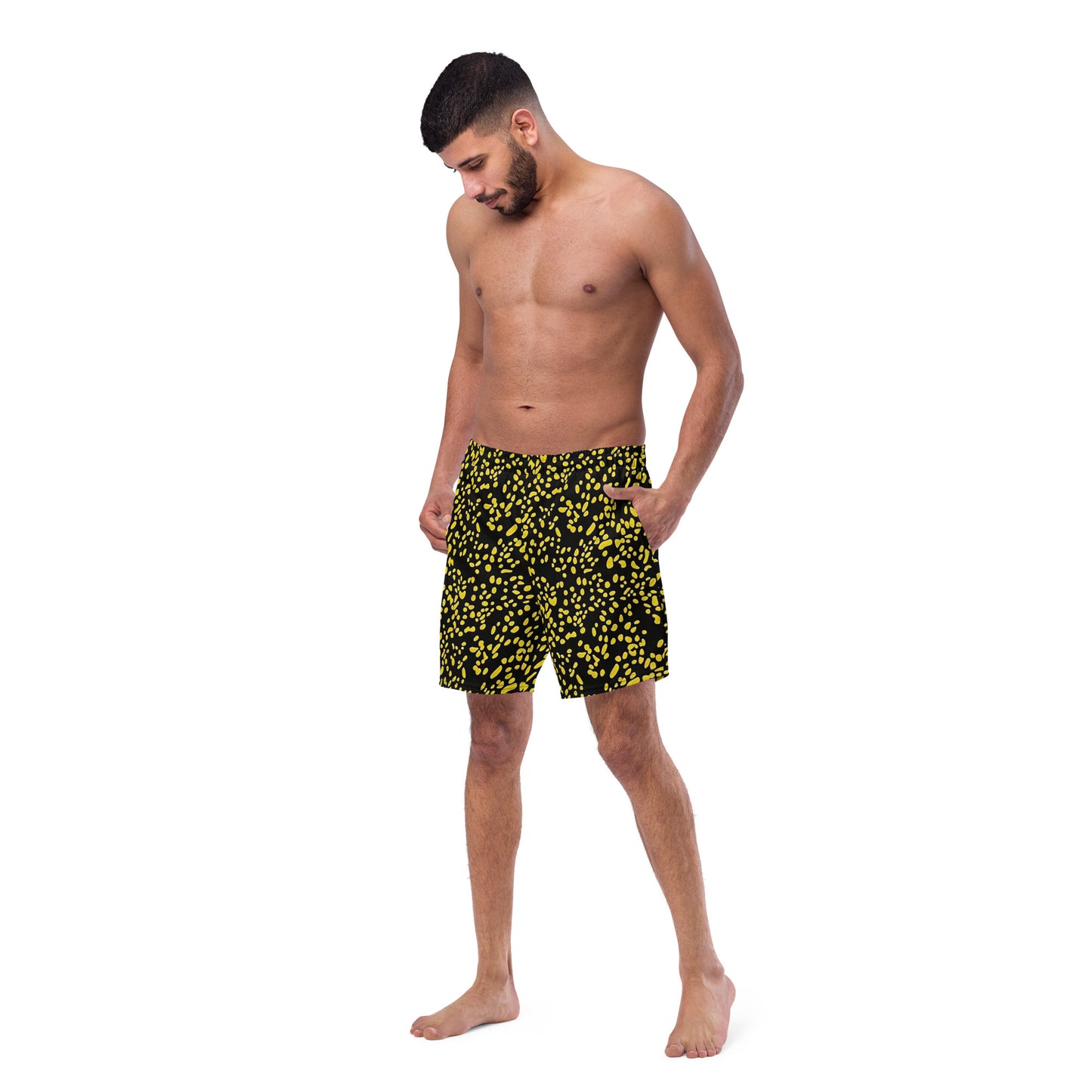 Yellow Dots Adire Men's Swim Trunks