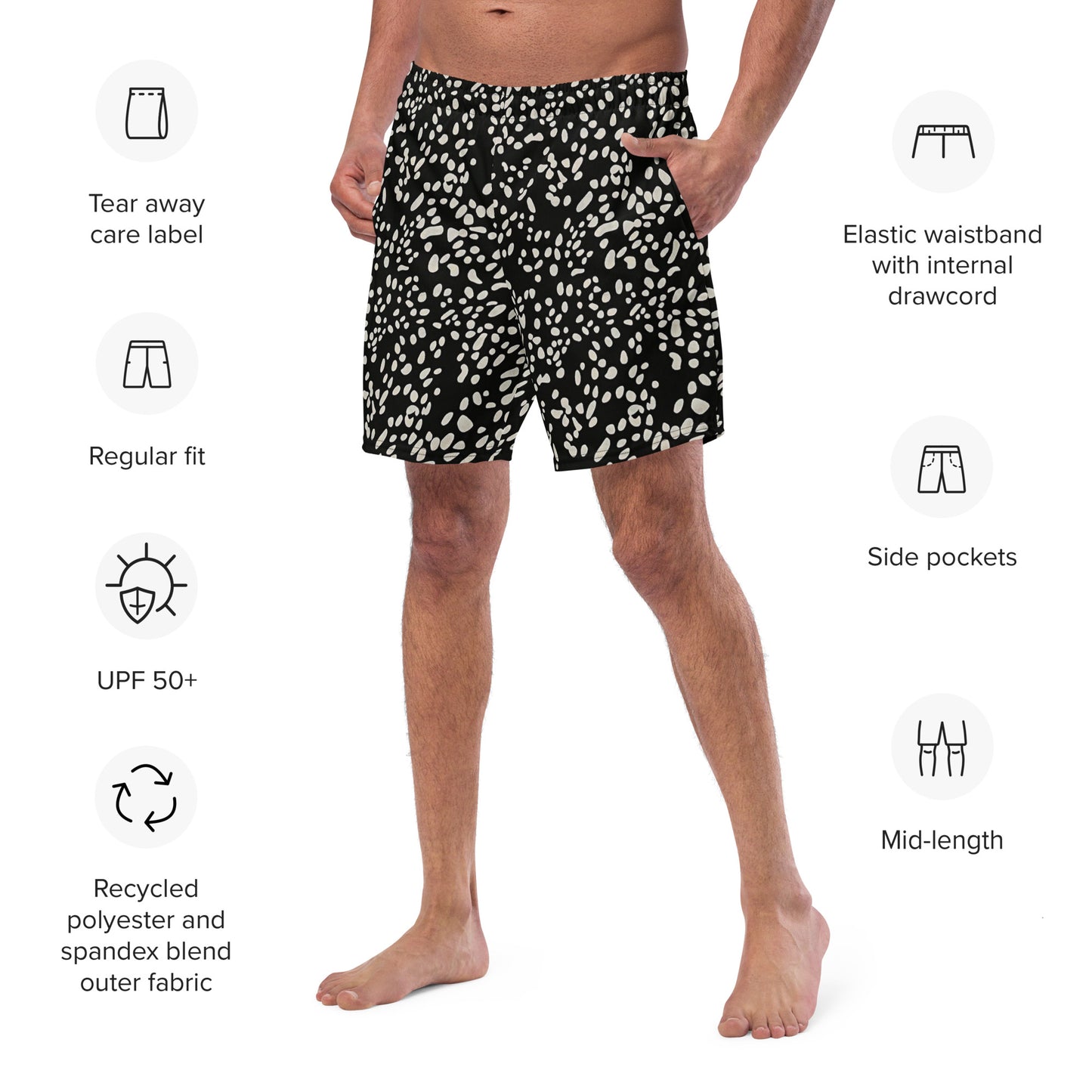 White Dots Adire Men's Swim Trunks