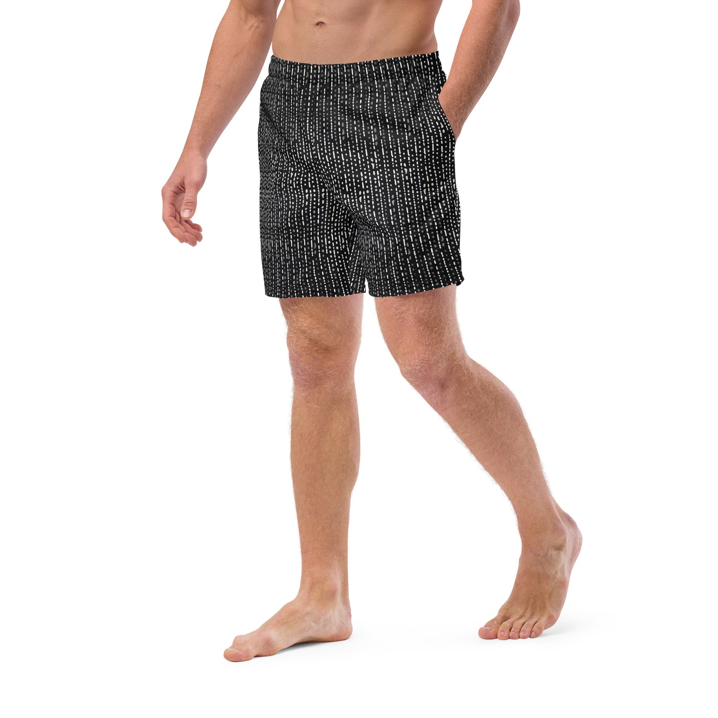 Grey Stripe Adire Men's Swim Trunks