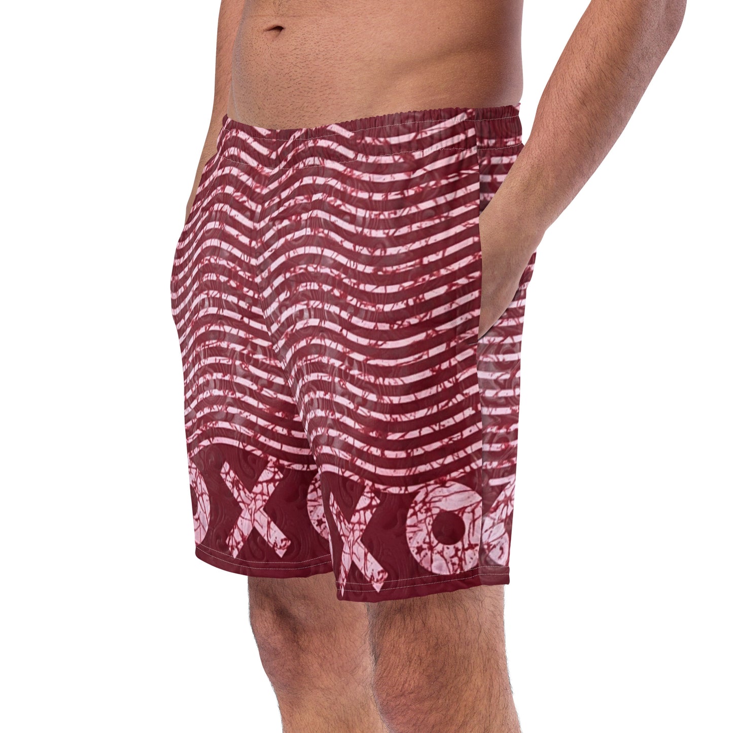 Red XO Adire Men's Swim Trunks