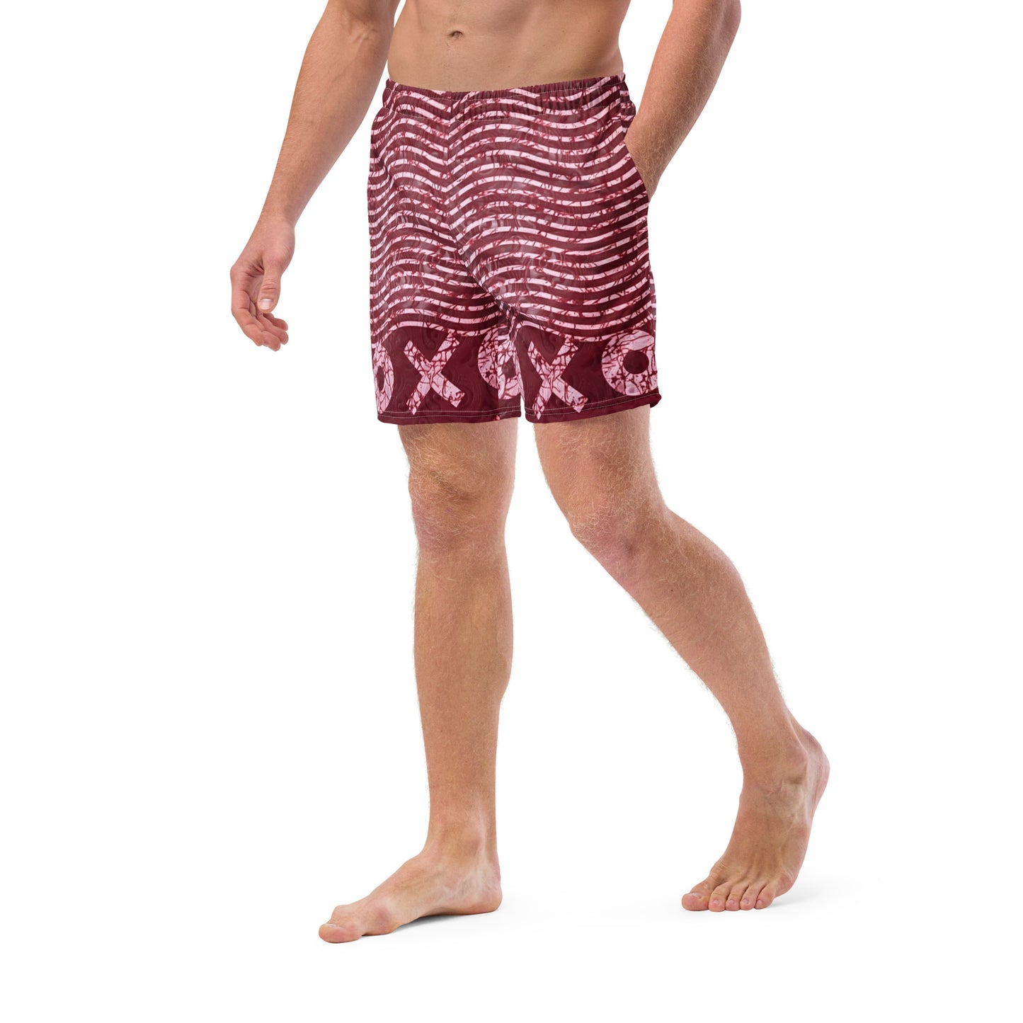 Red XO Adire Men's Swim Trunks