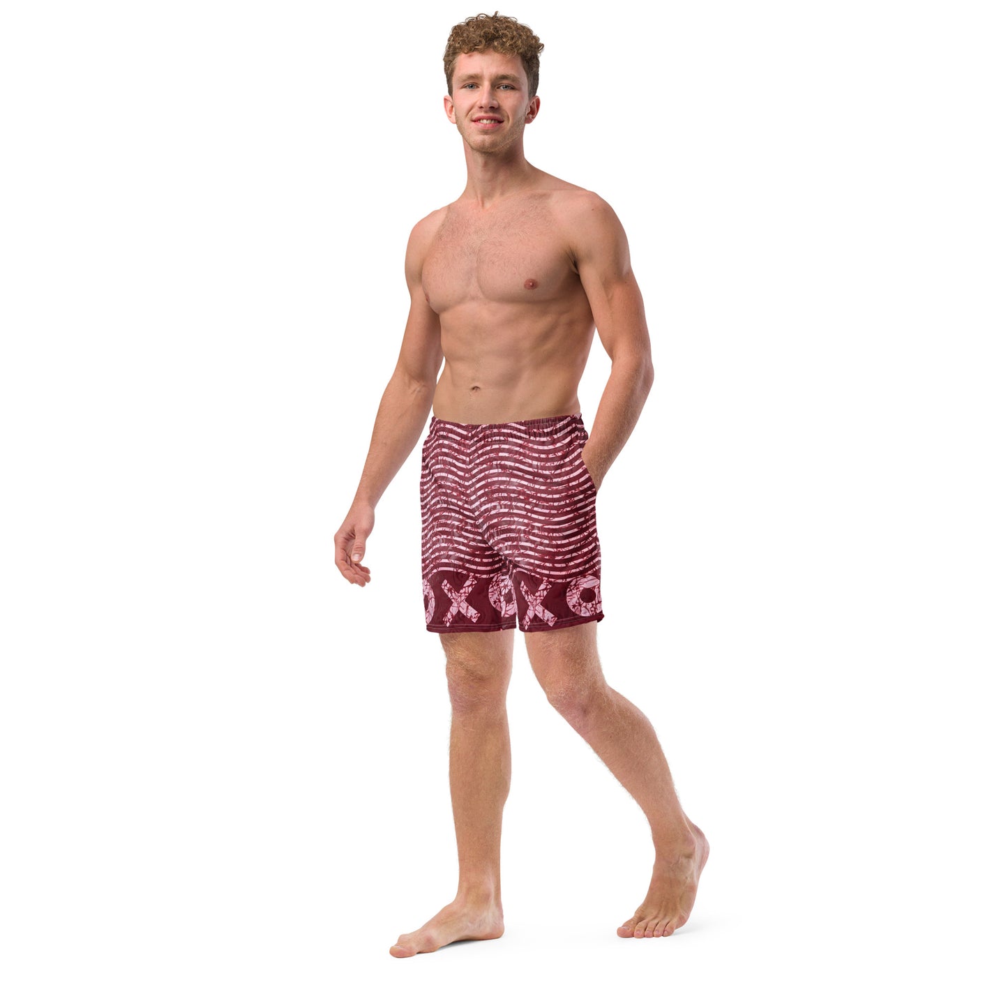 Red XO Adire Men's Swim Trunks