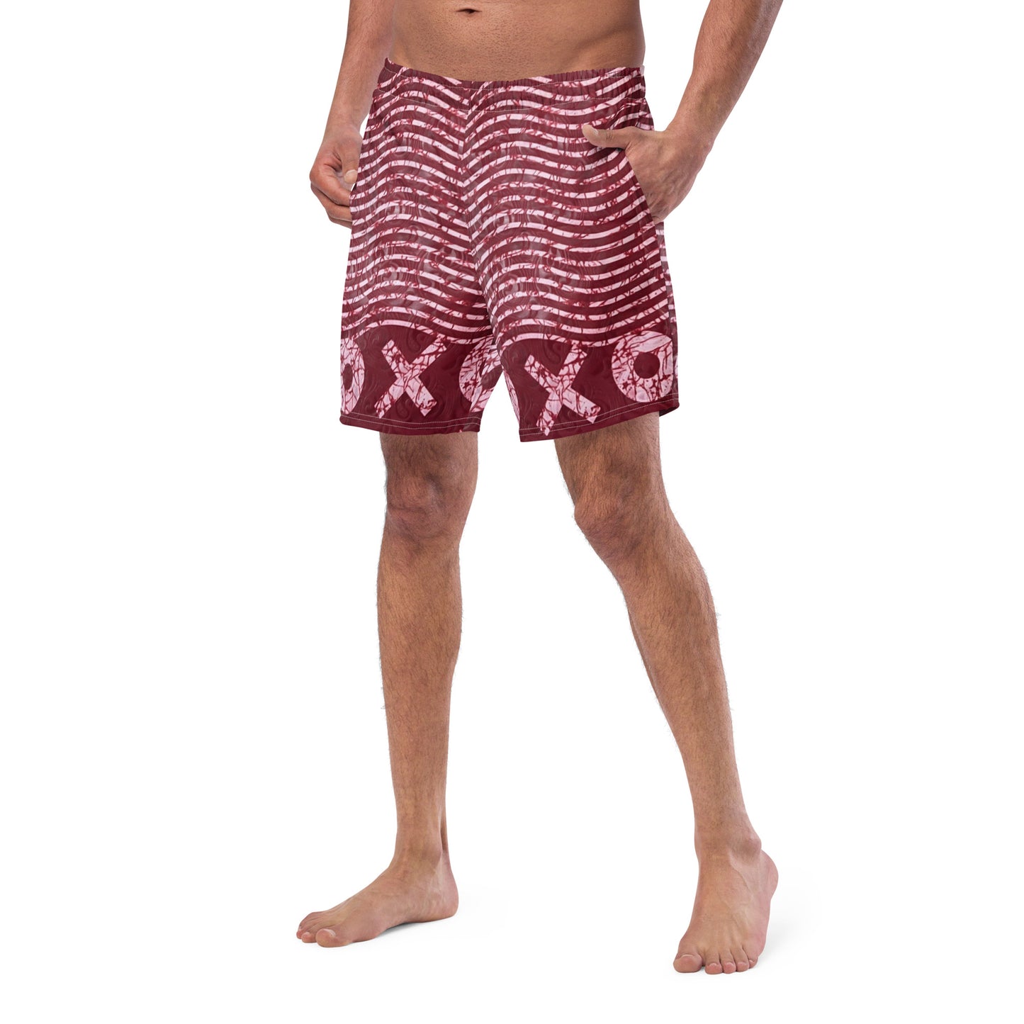 Red XO Adire Men's Swim Trunks