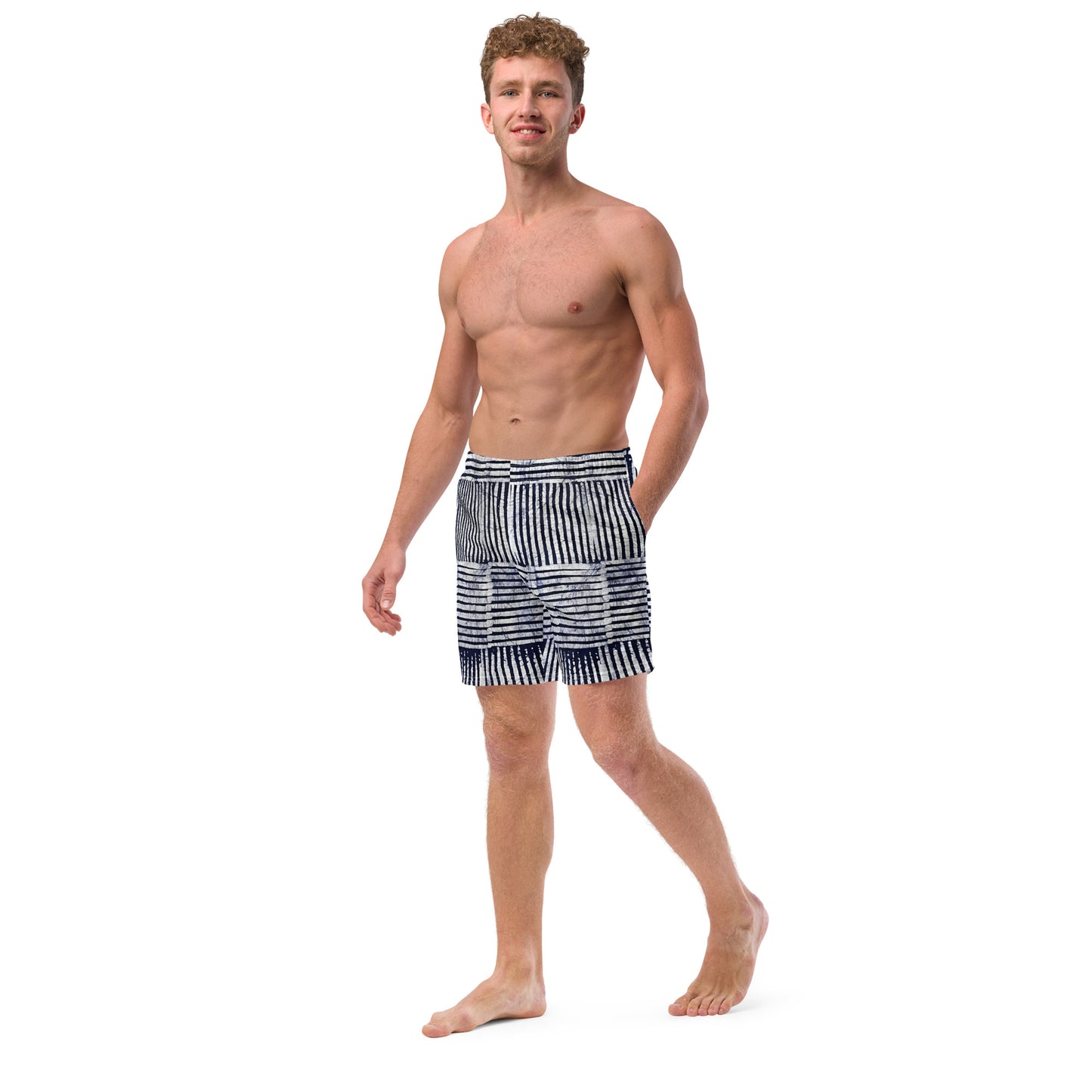 Stripey Adire Men's Swim Trunks