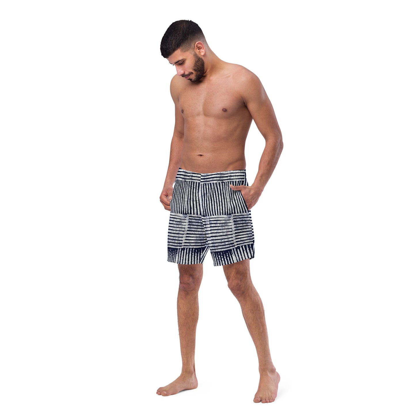 Stripey Adire Men's Swim Trunks