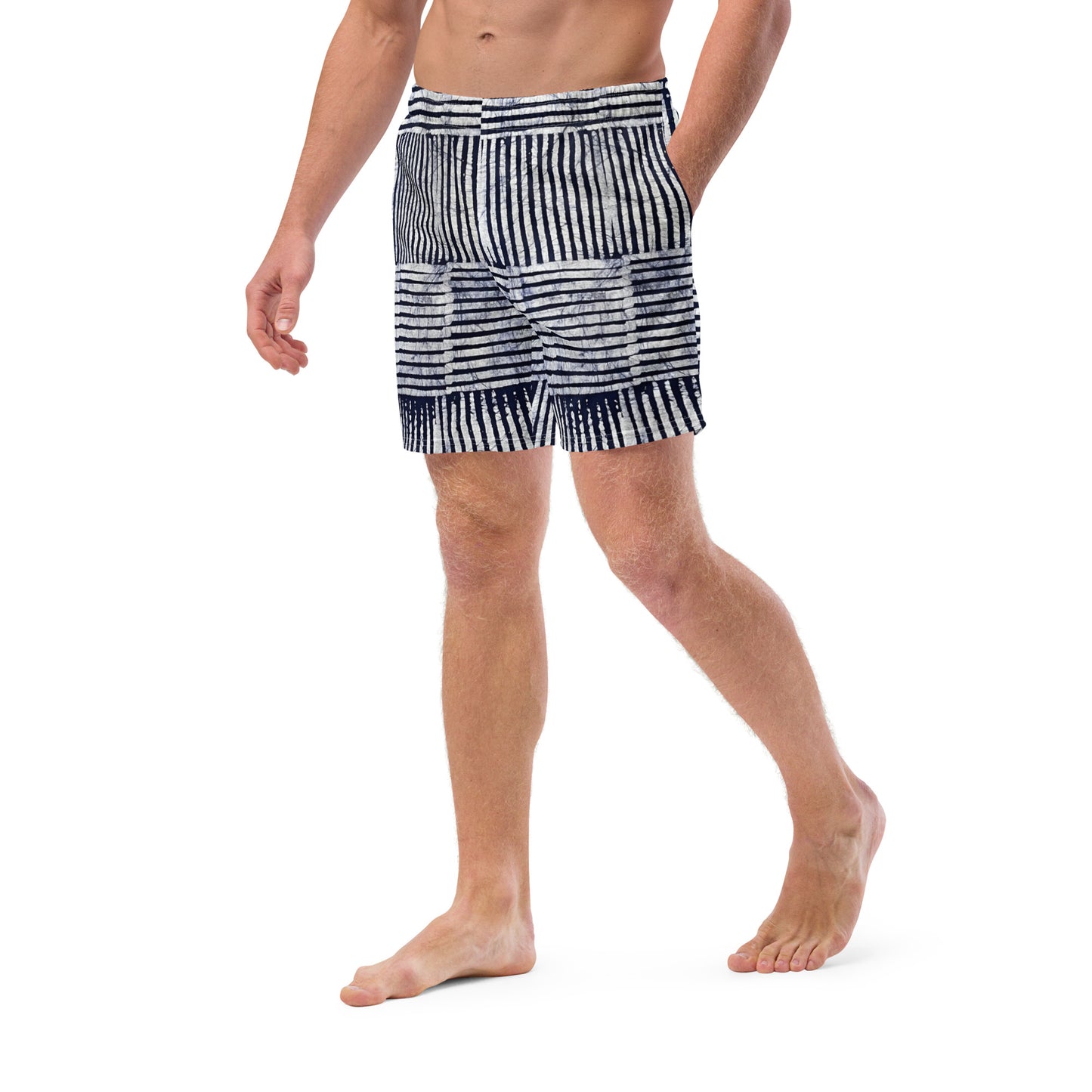 Stripey Adire Men's Swim Trunks