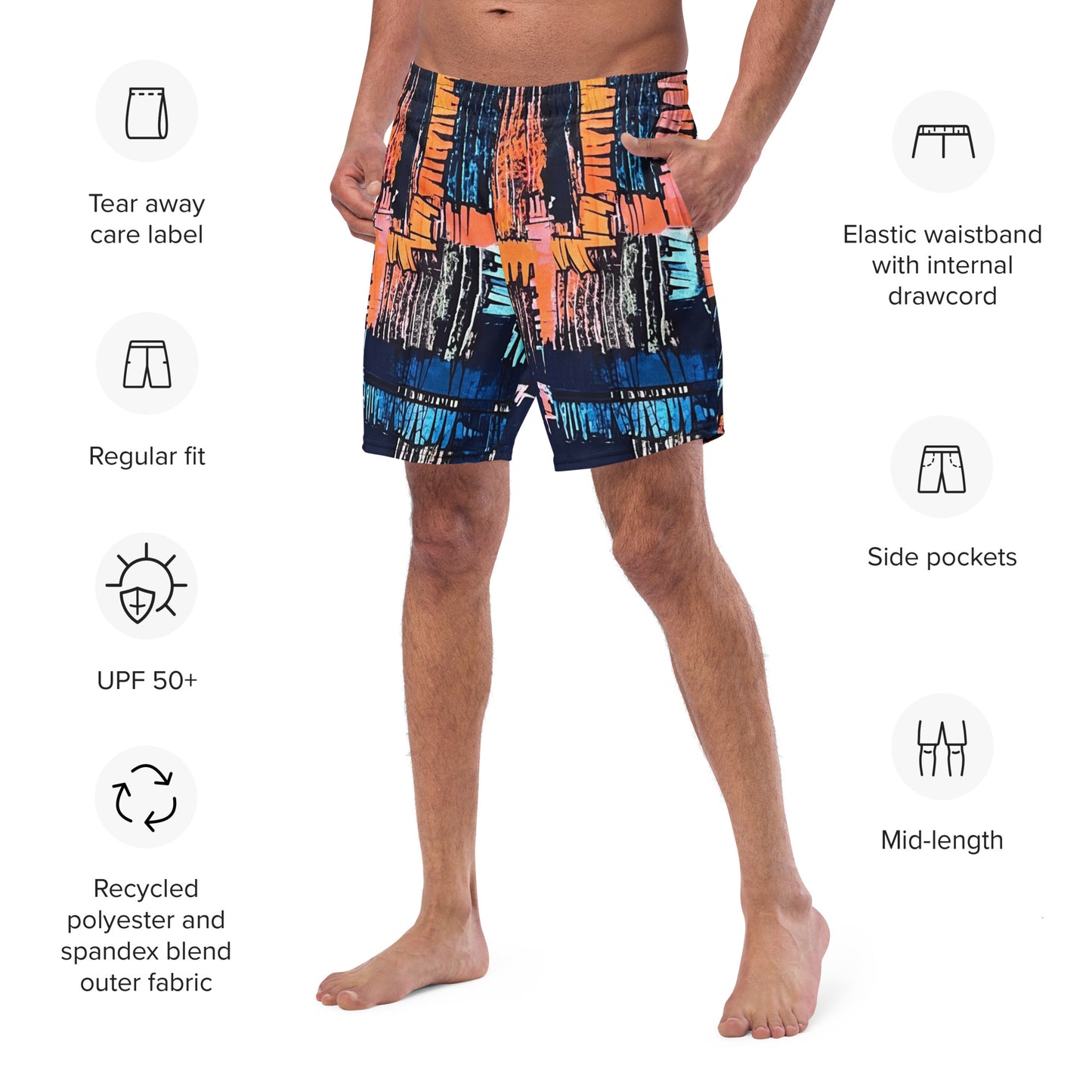 Colourful Adire Men's Swim Trunks