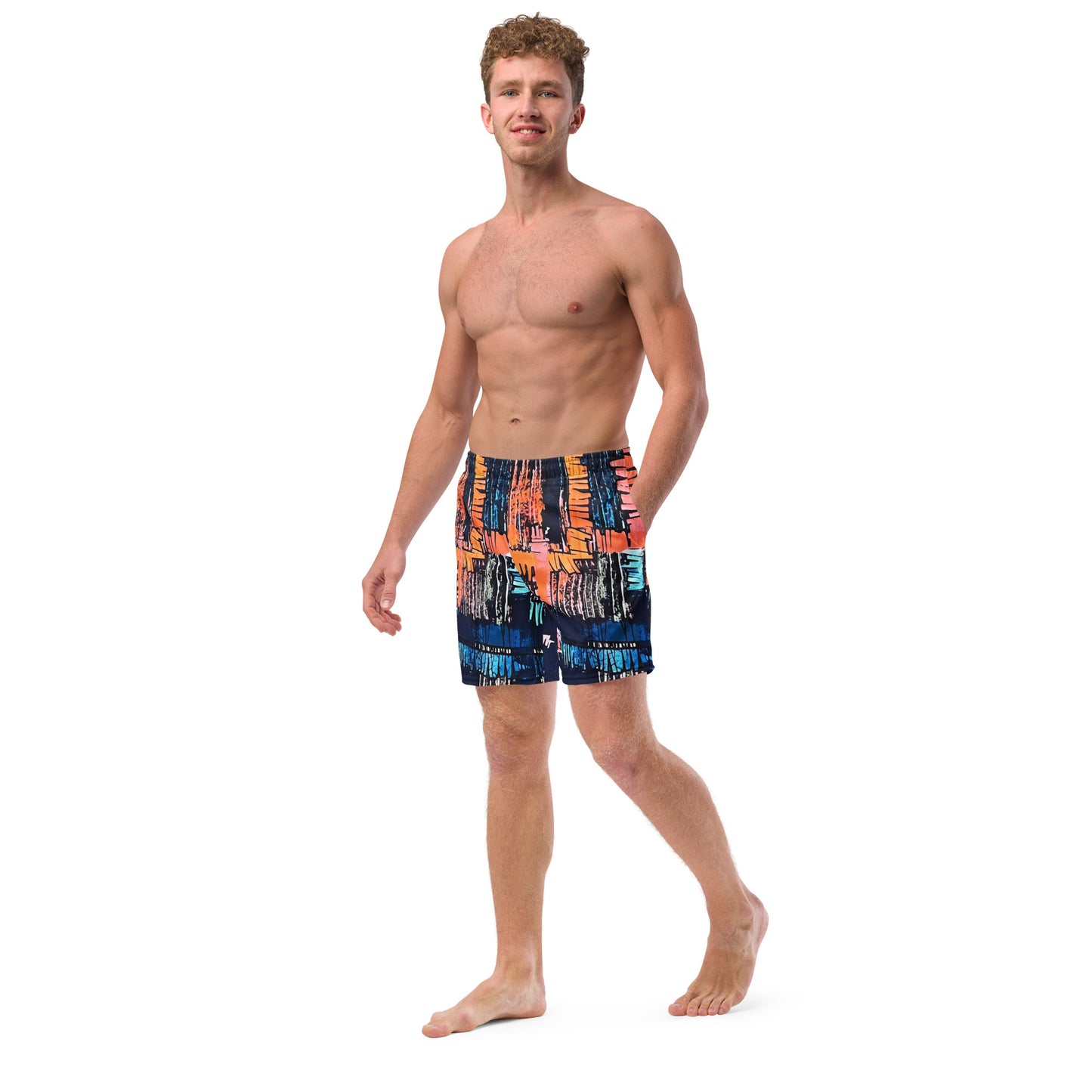 Colourful Adire Men's Swim Trunks