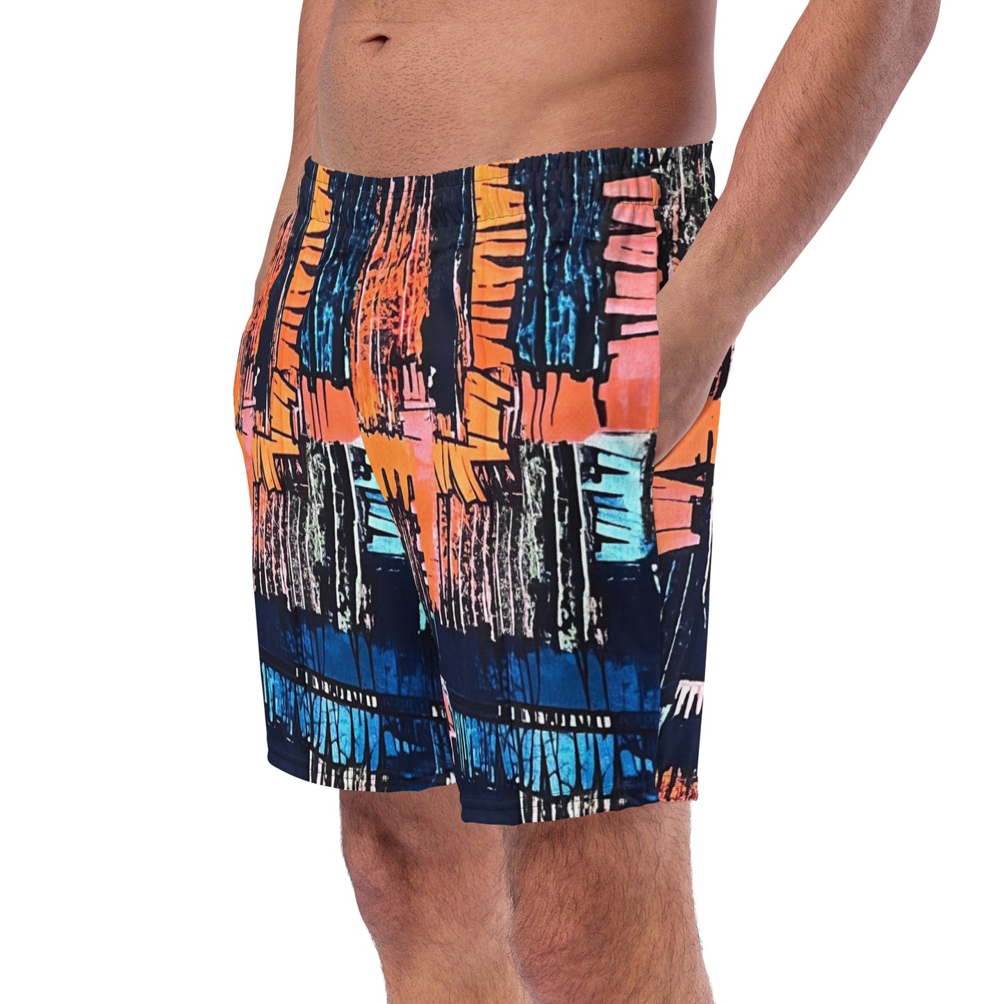 Colourful Adire Men's Swim Trunks