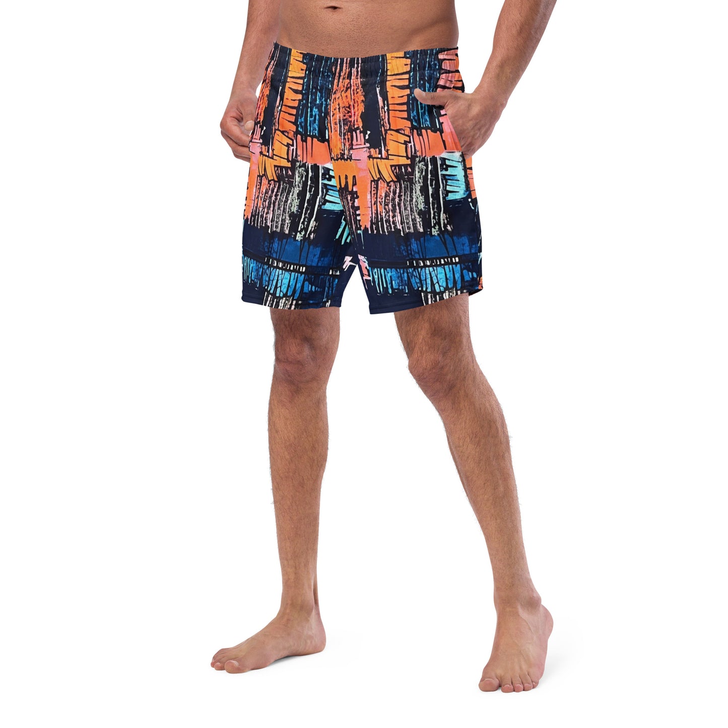 Colourful Adire Men's Swim Trunks