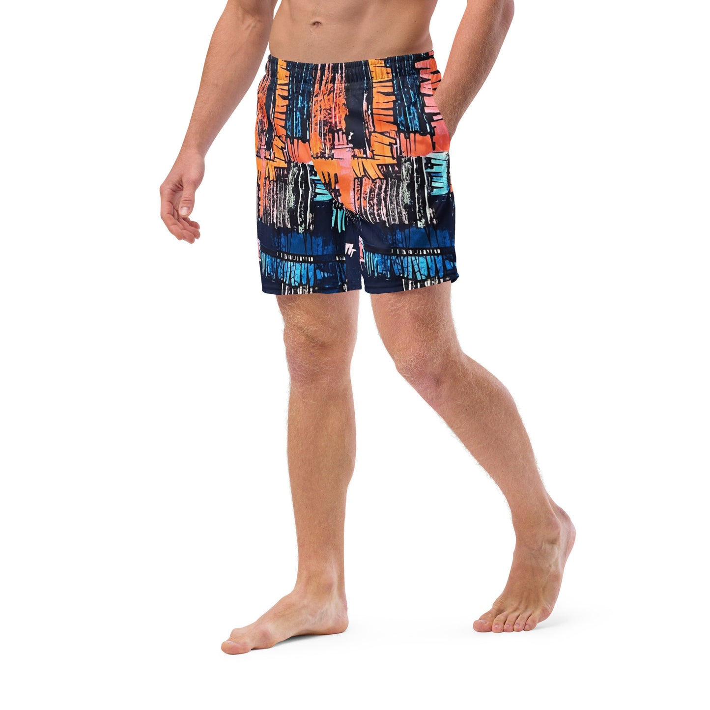 Colourful Adire Men's Swim Trunks