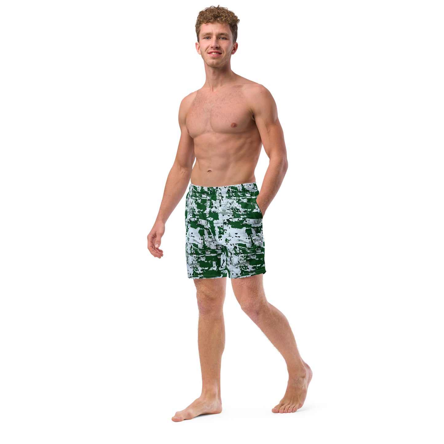 Green Camo Adire Men's Swim Trunks