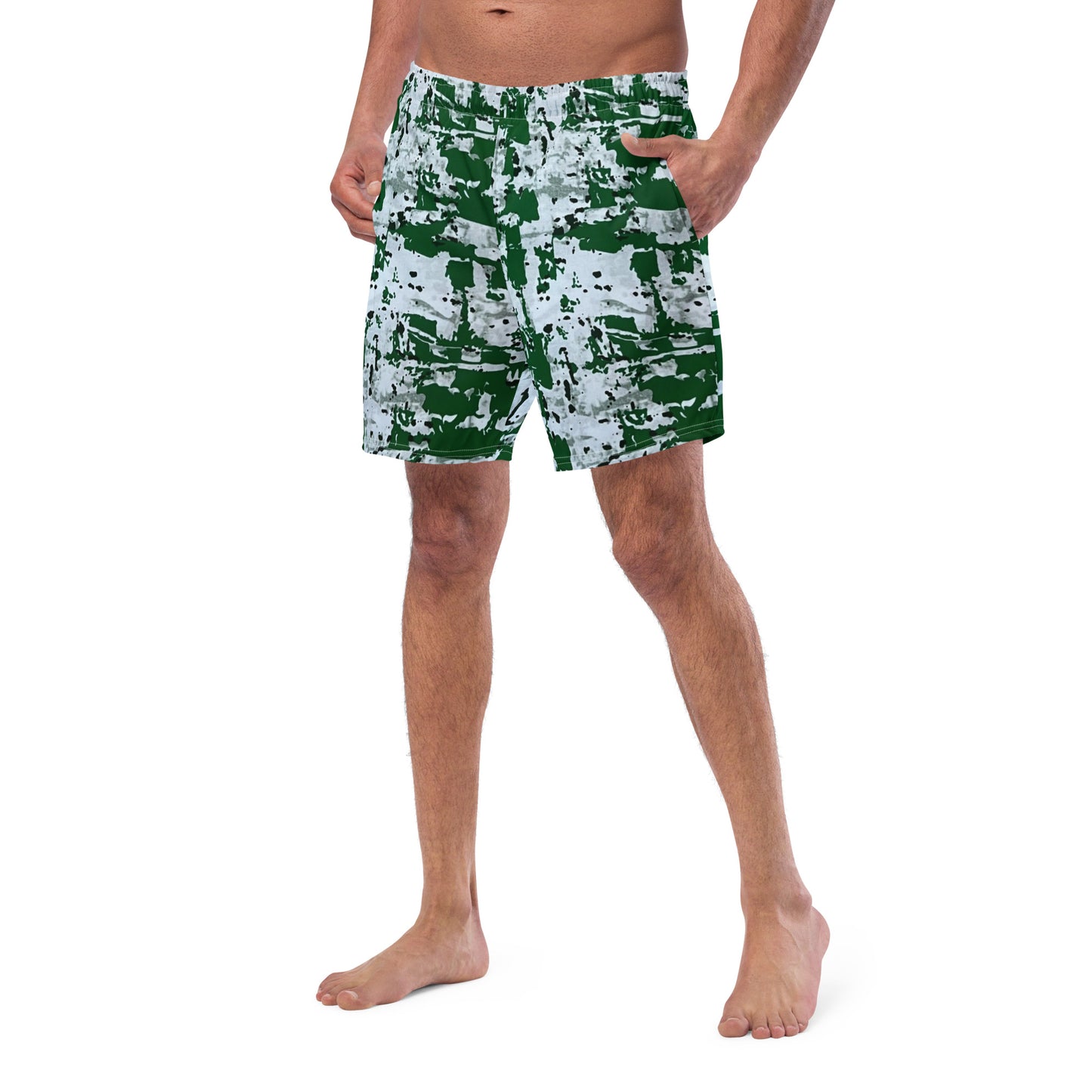 Green Camo Adire Men's Swim Trunks