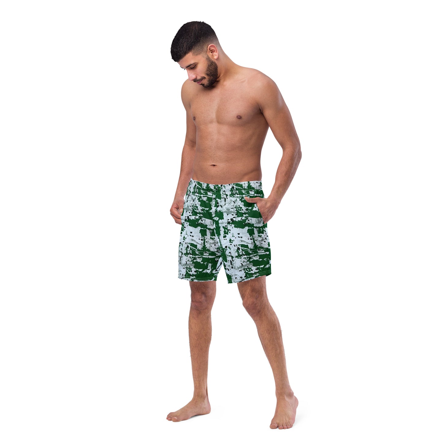 Green Camo Adire Men's Swim Trunks