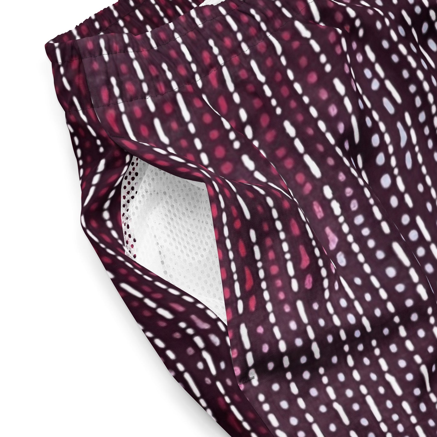 Burgundy Stripe Adire Men's Swim Trunks