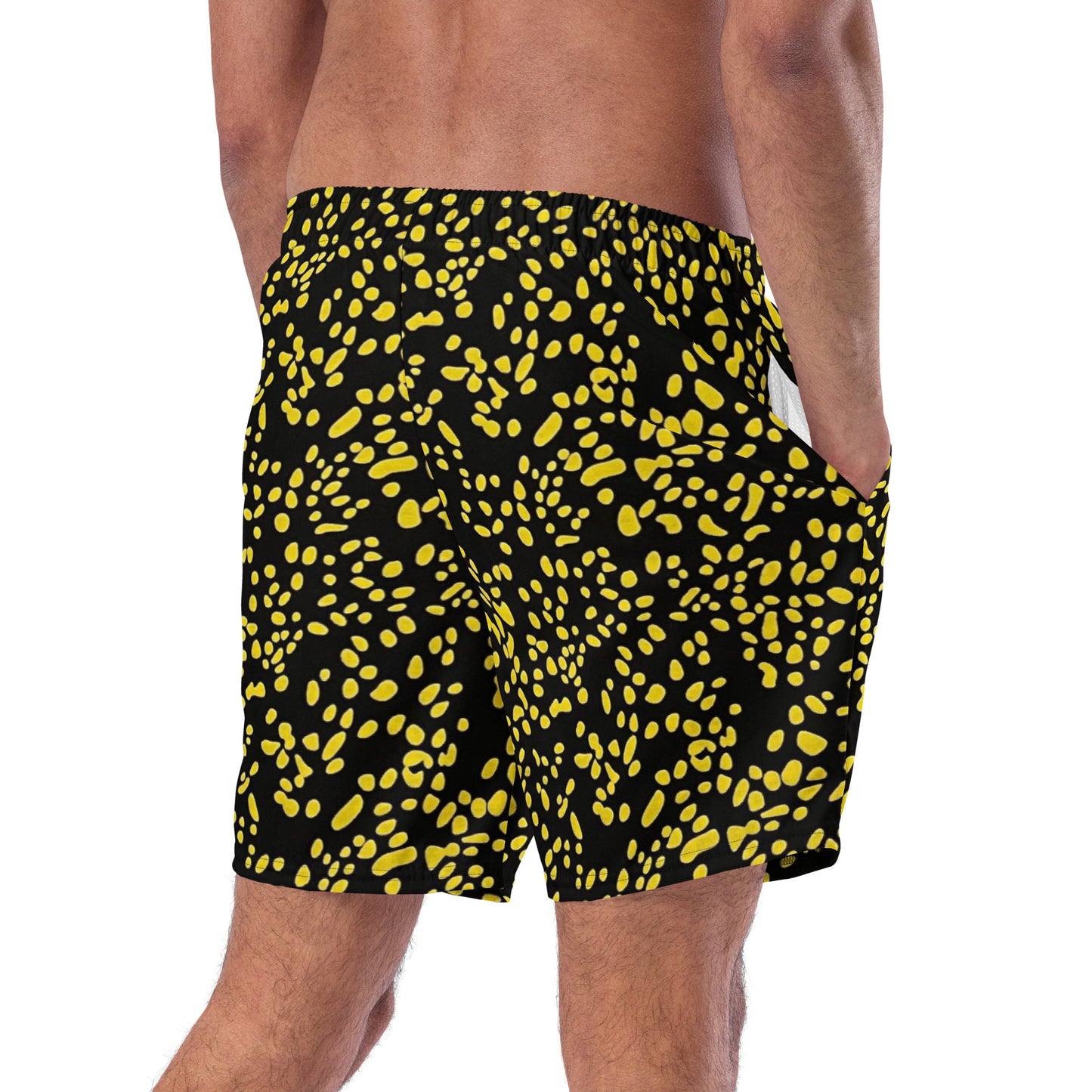 Yellow Dots Adire Men's Swim Trunks