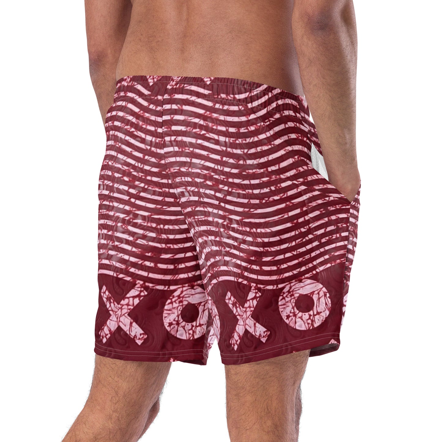 Red XO Adire Men's Swim Trunks