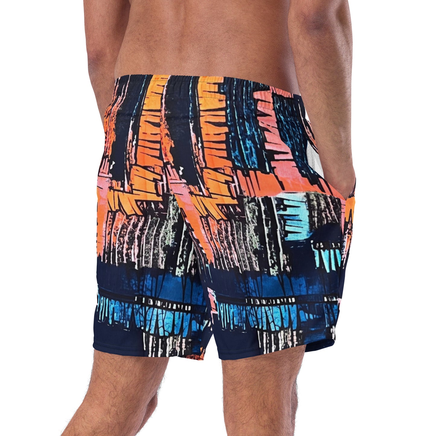 Colourful Adire Men's Swim Trunks