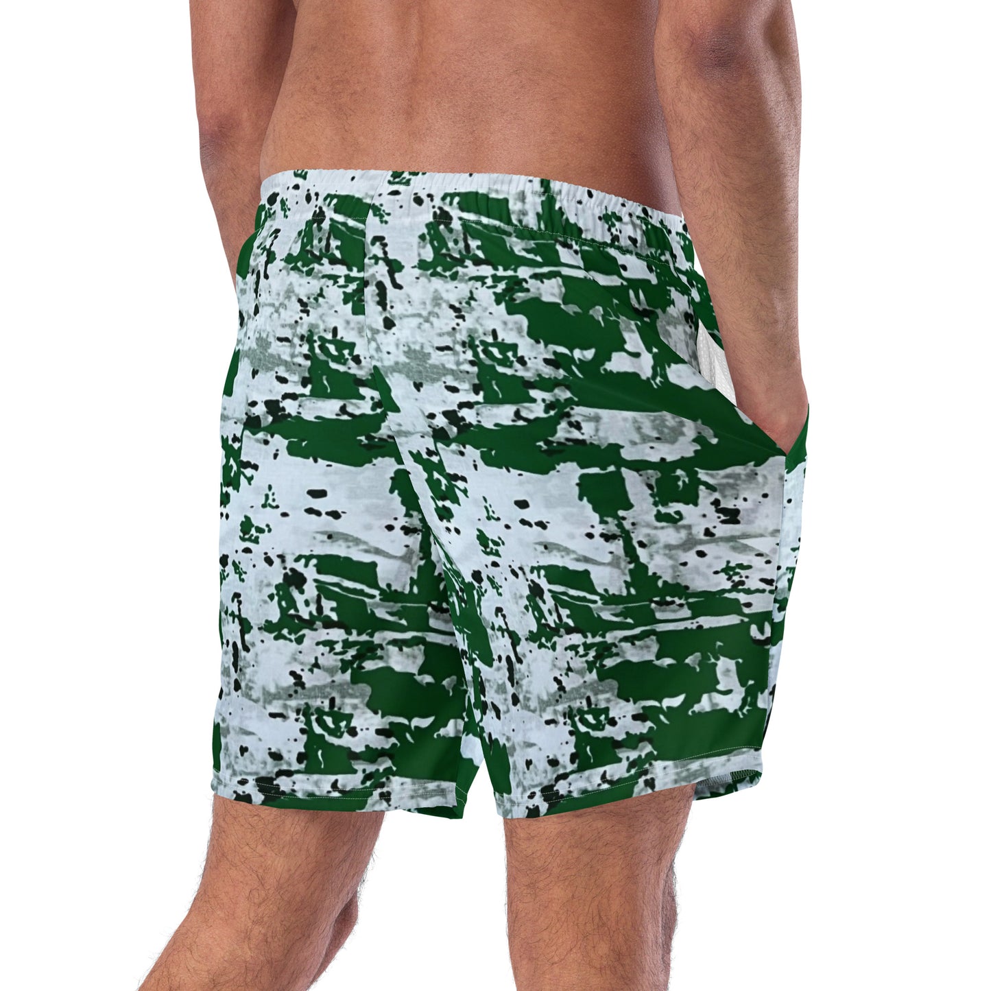 Green Camo Adire Men's Swim Trunks