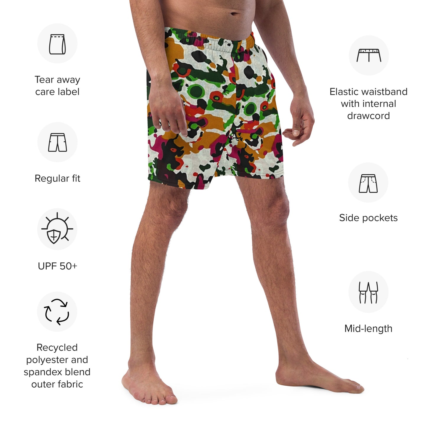 Multicolour Paint Ankara Recycled Swim Trunks