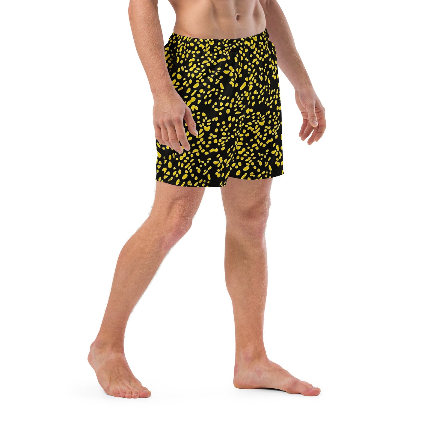 Yellow Dots Adire Men's Swim Trunks