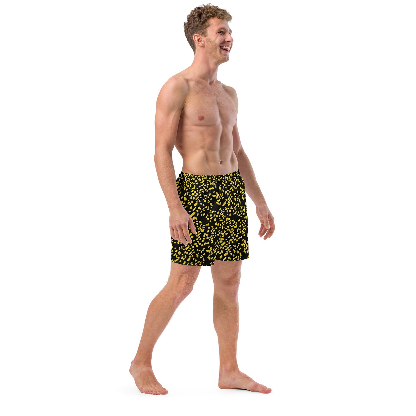 Yellow Dots Adire Men's Swim Trunks