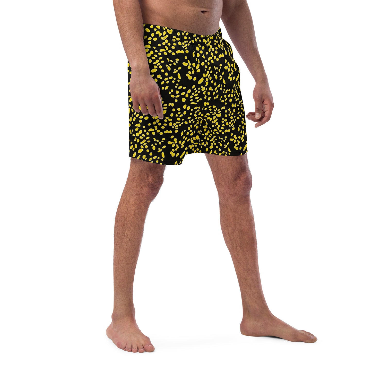 Yellow Dots Adire Men's Swim Trunks