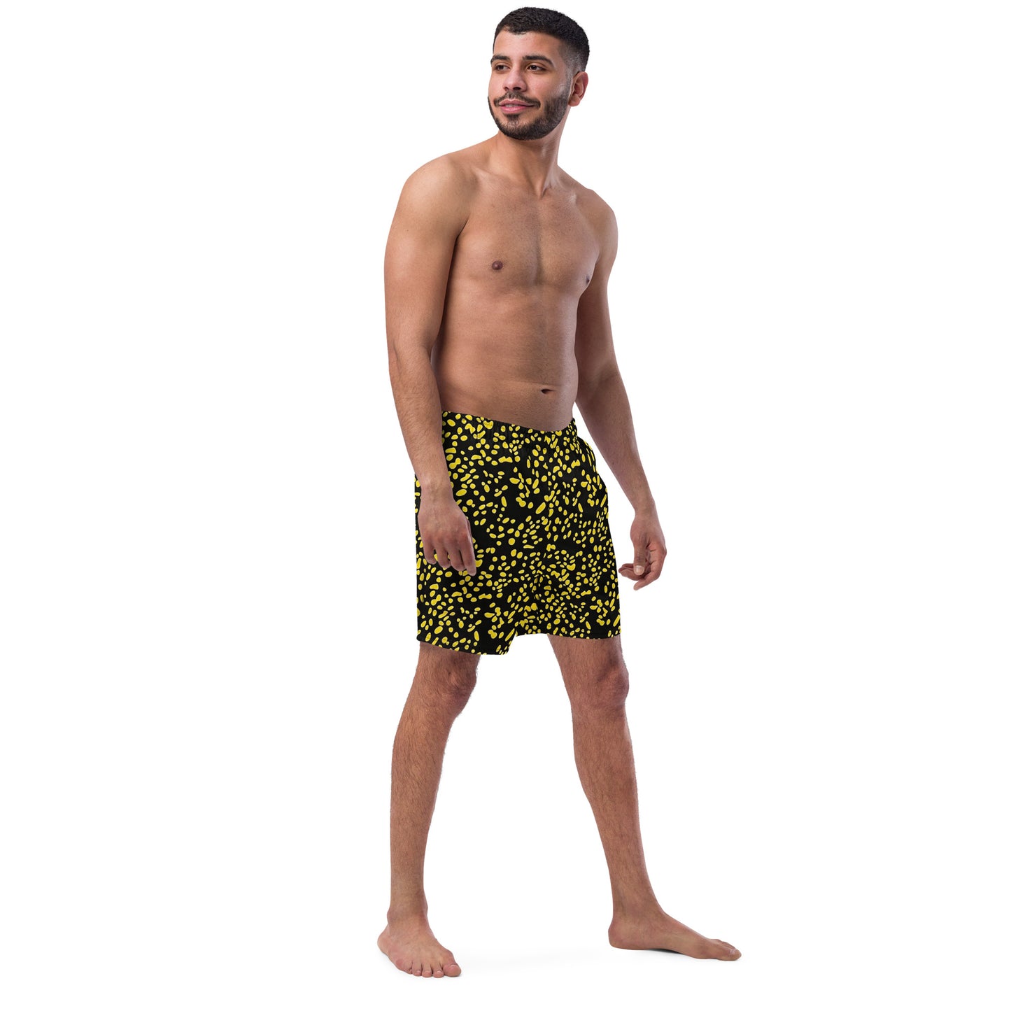 Yellow Dots Adire Men's Swim Trunks