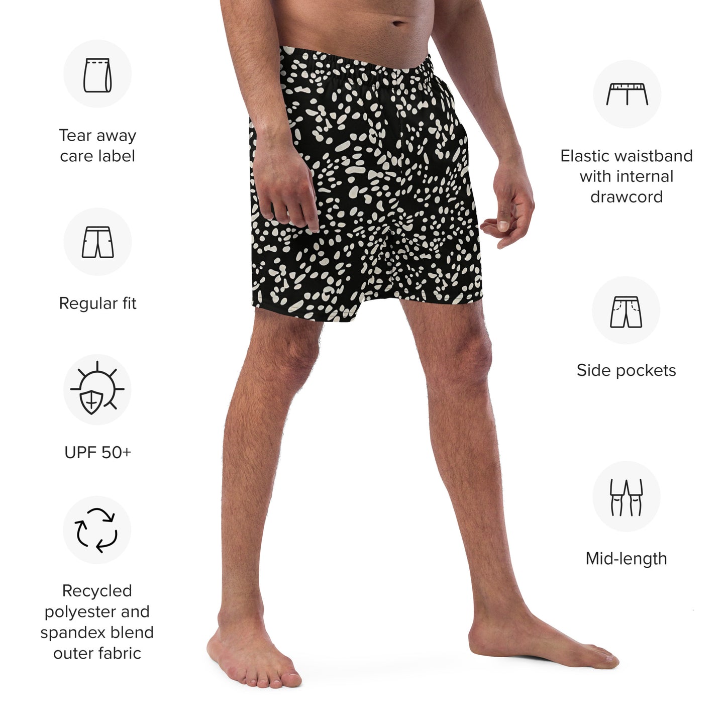 White Dots Adire Men's Swim Trunks