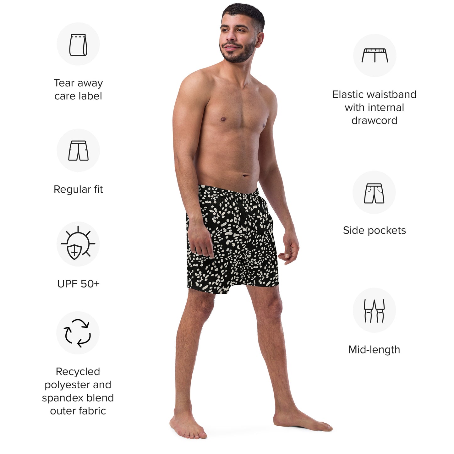 White Dots Adire Men's Swim Trunks