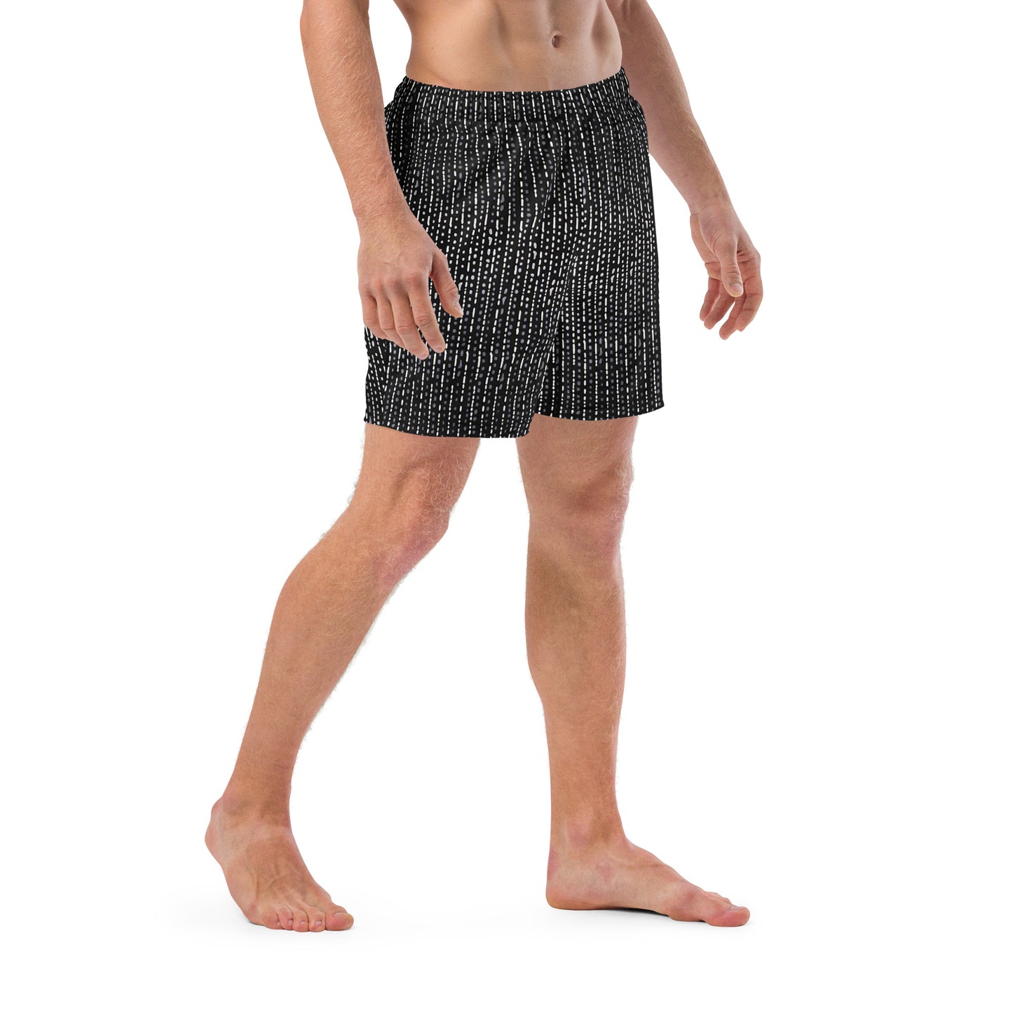 Grey Stripe Adire Men's Swim Trunks