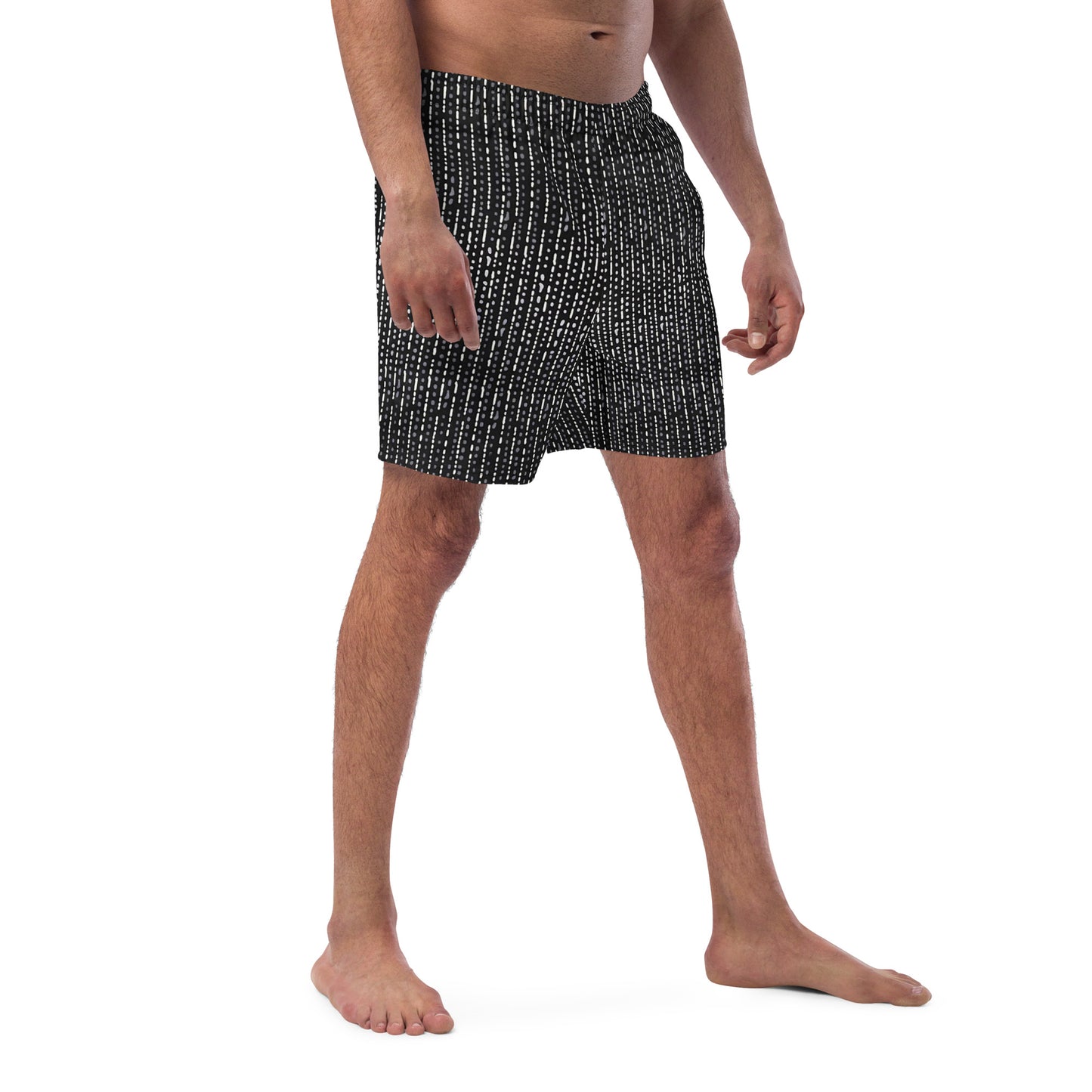 Grey Stripe Adire Men's Swim Trunks