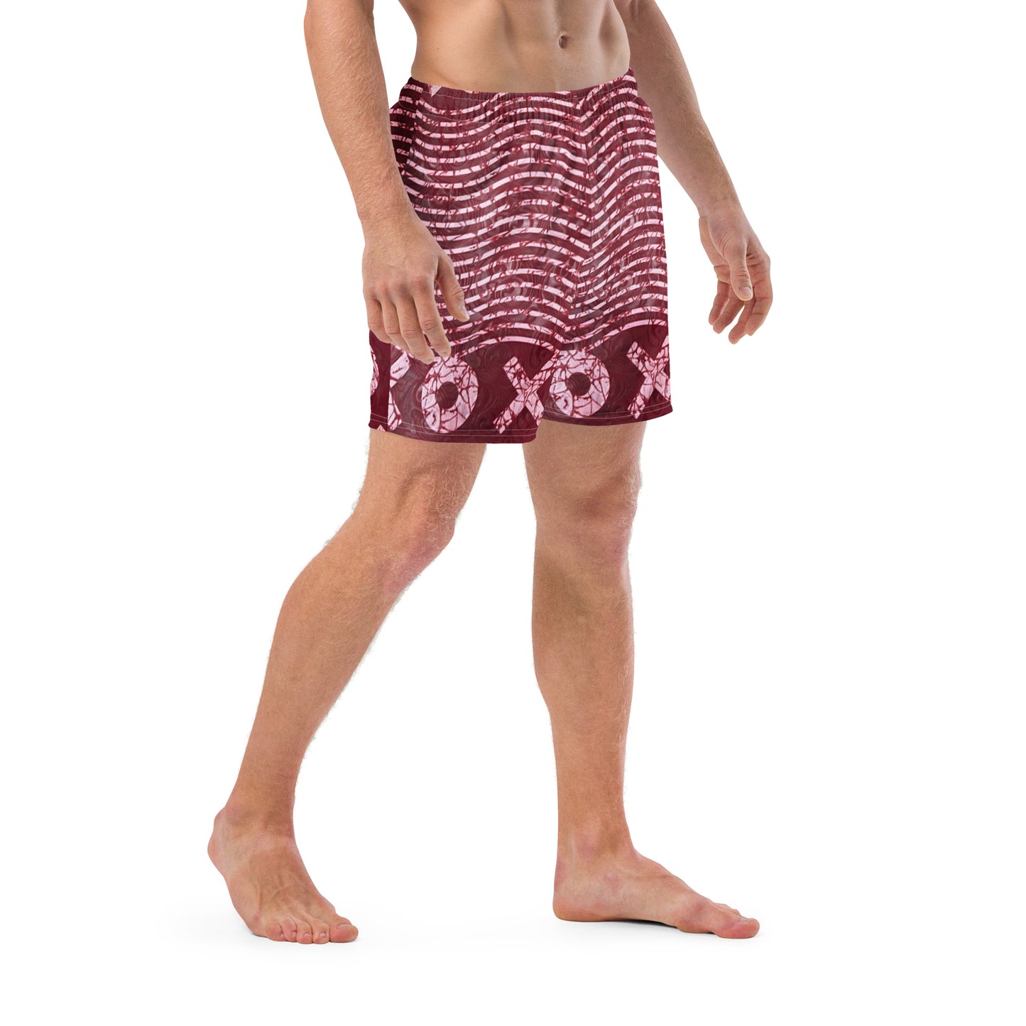 Red XO Adire Men's Swim Trunks