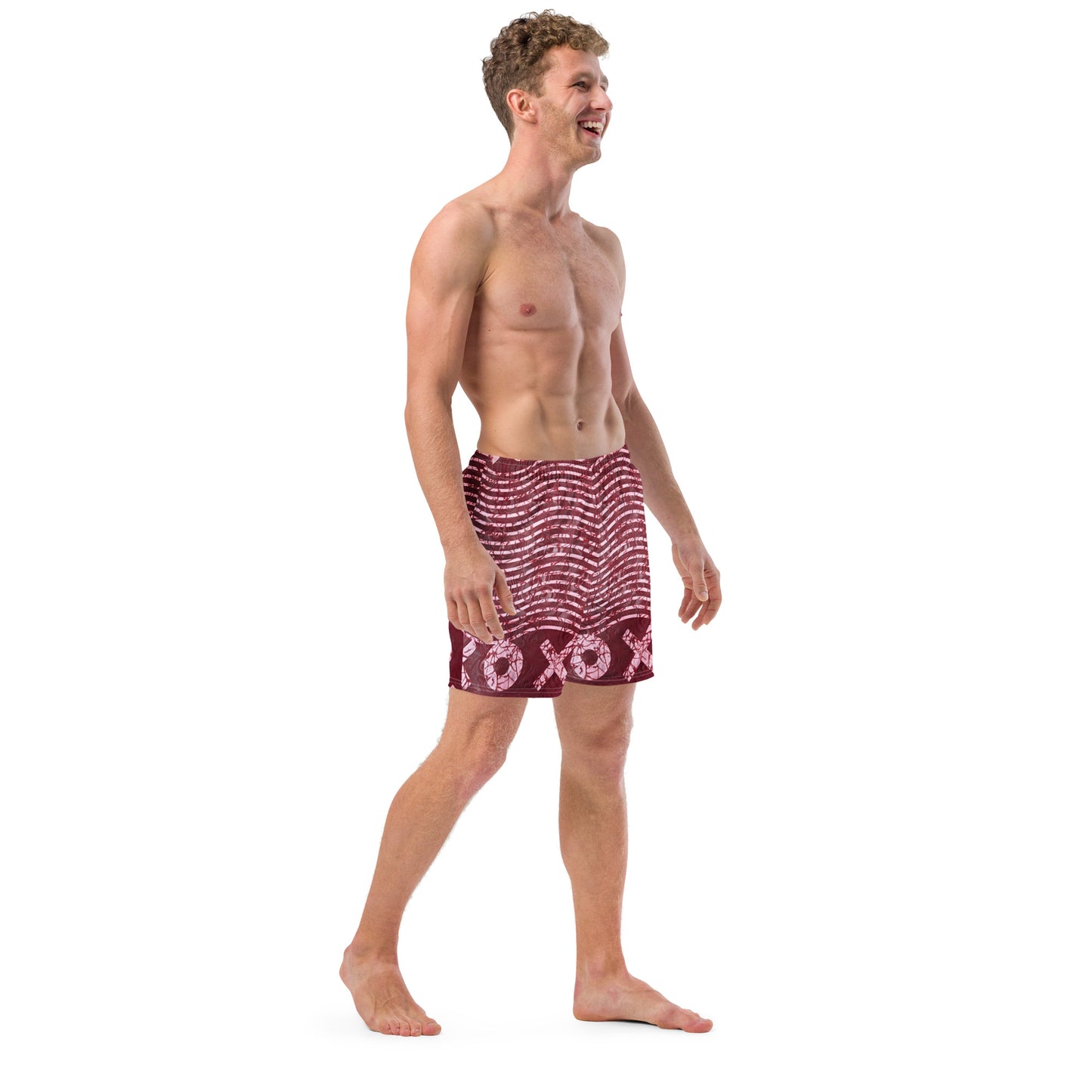 Red XO Adire Men's Swim Trunks