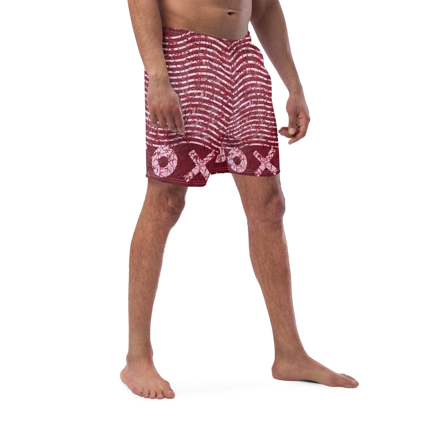 Red XO Adire Men's Swim Trunks