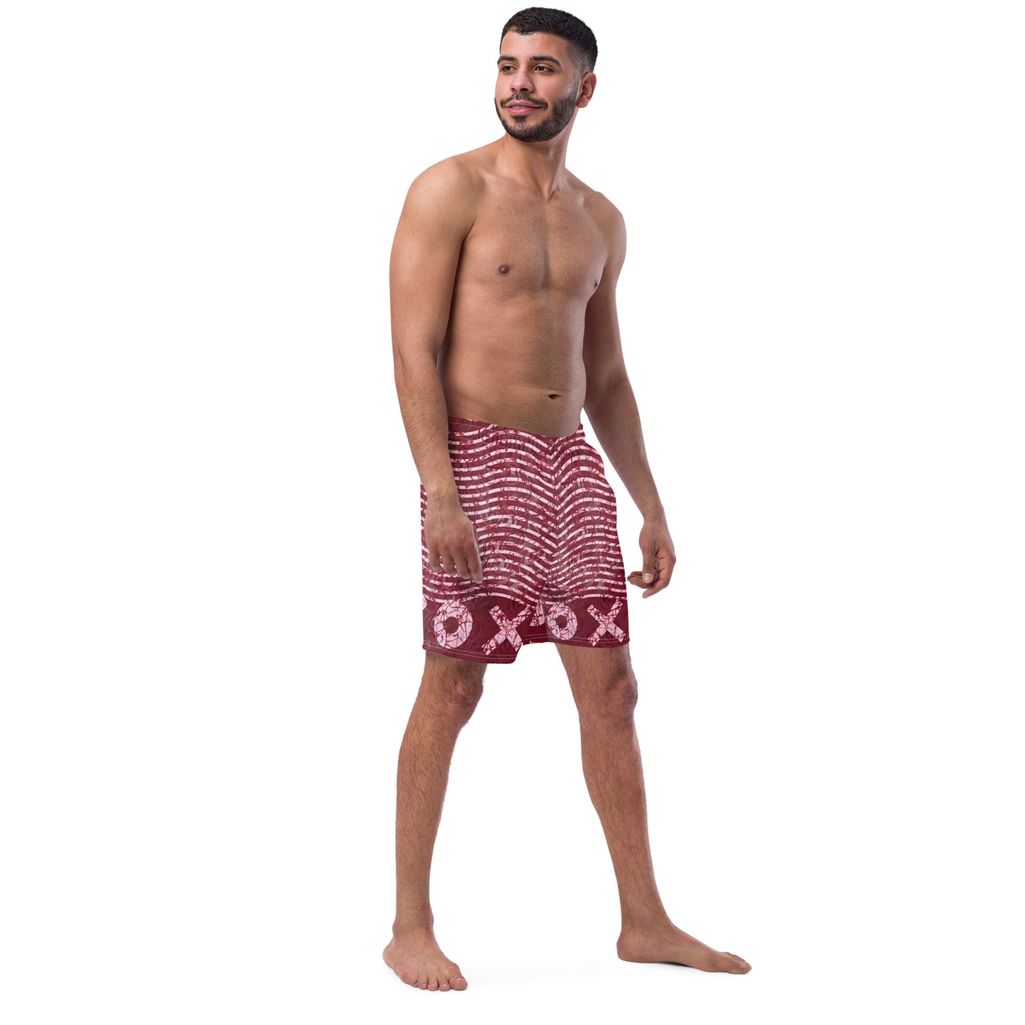 Red XO Adire Men's Swim Trunks