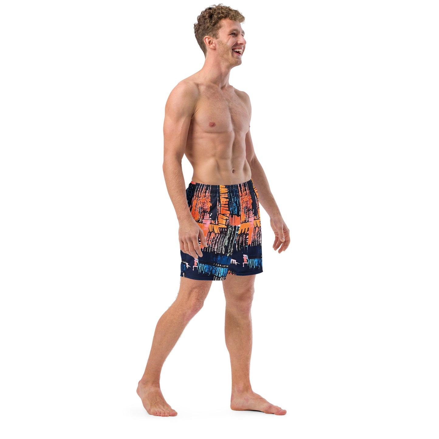 Colourful Adire Men's Swim Trunks