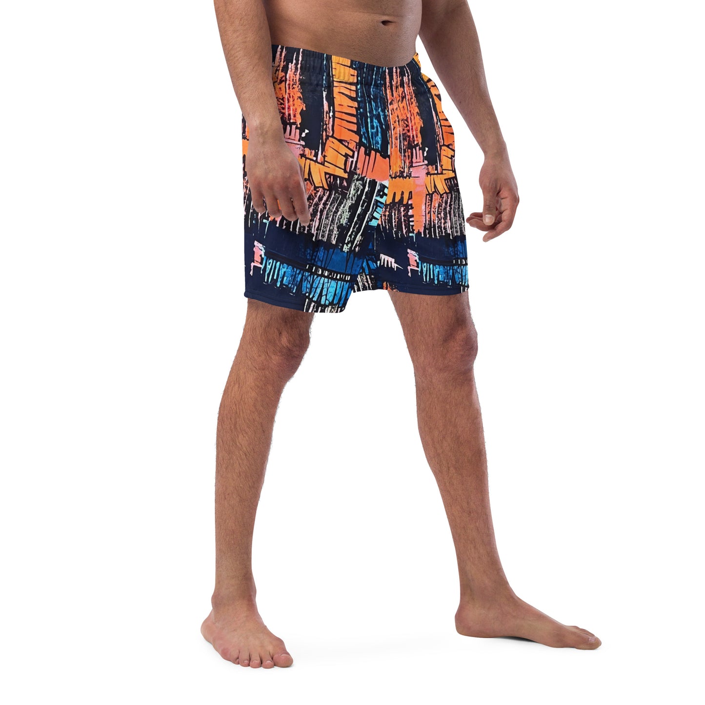 Colourful Adire Men's Swim Trunks