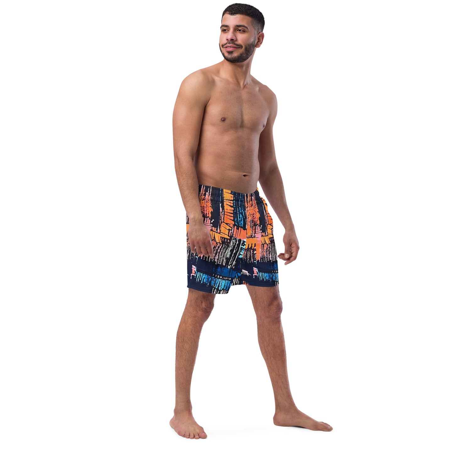 Colourful Adire Men's Swim Trunks