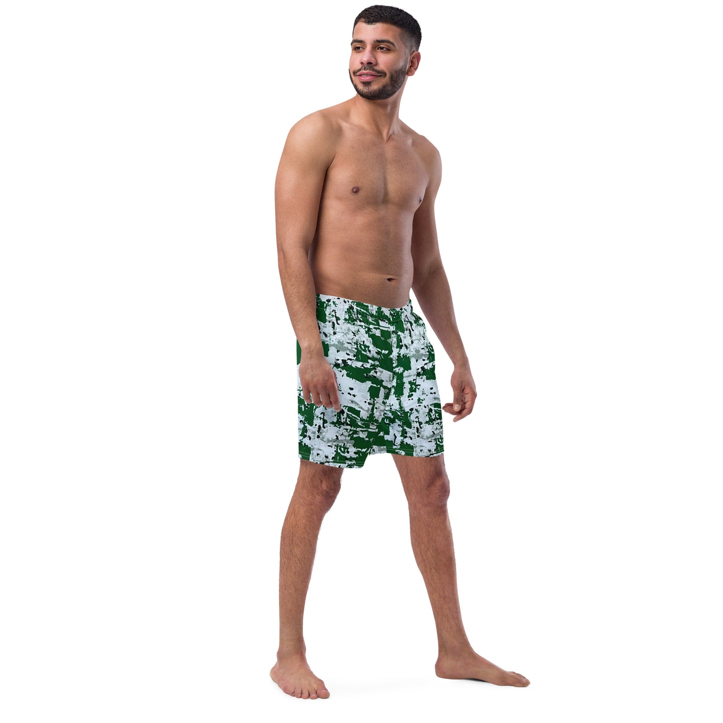 Green Camo Adire Men's Swim Trunks