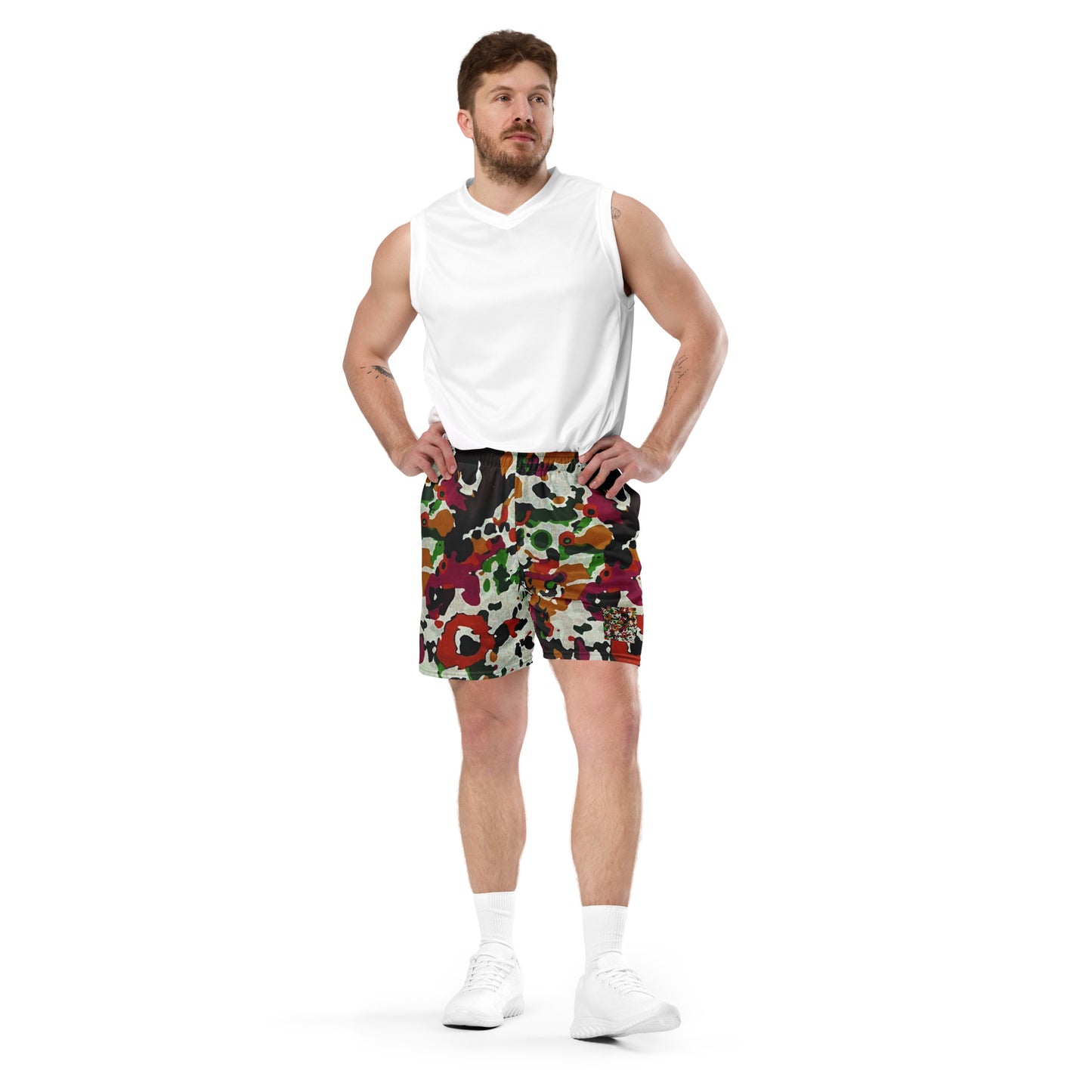 Multicolour Paint Ankara Unisex Mesh Shorts