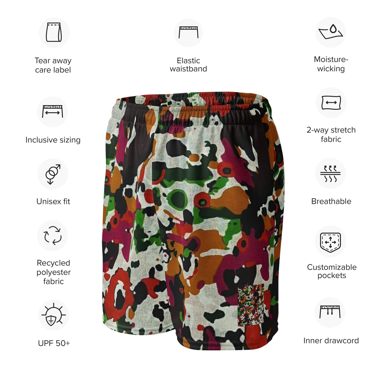 Multicolour Paint Ankara Unisex Mesh Shorts