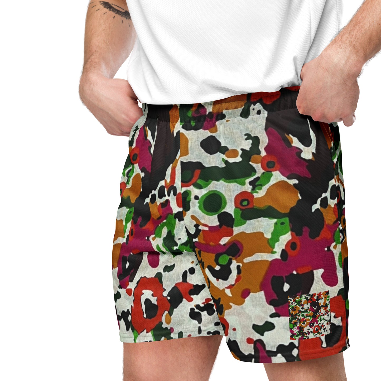 Multicolour Paint Ankara Unisex Mesh Shorts