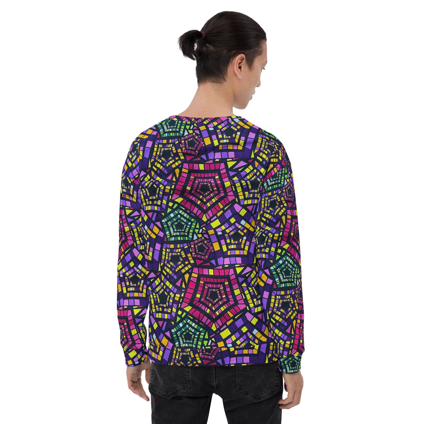 Yellow Pink Green Kente Ankara Unisex Sweatshirt